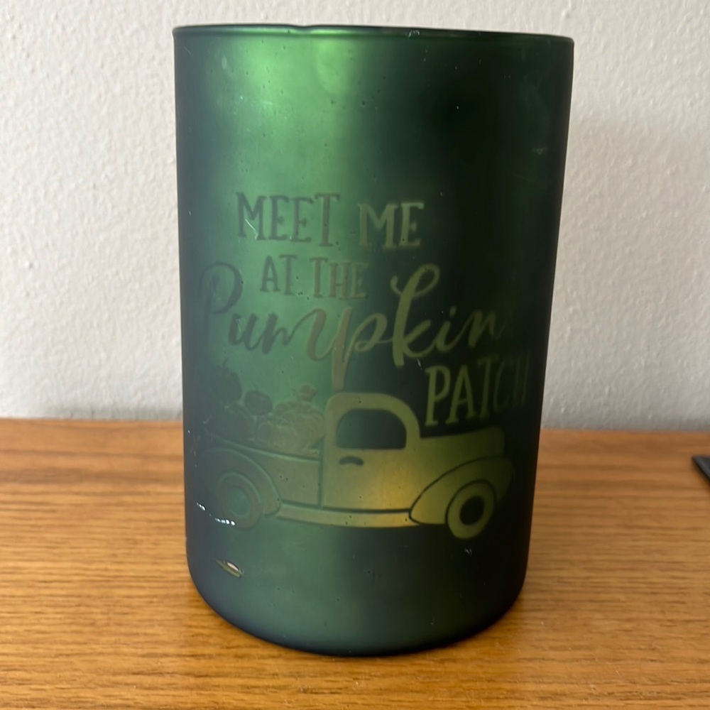 Green Glass Candle Holder NWT